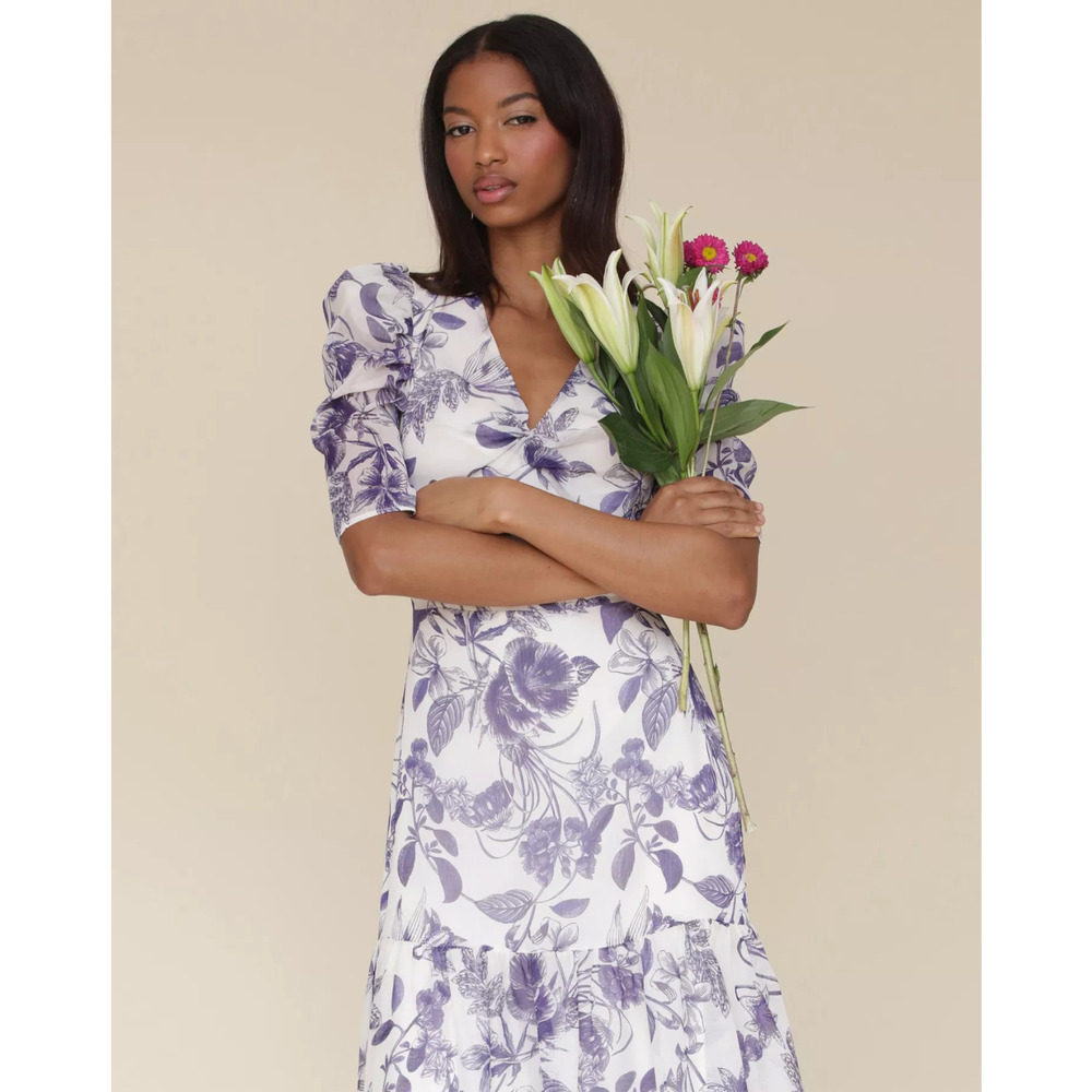 Avec Les Filles Women's Floral-Print Puffed-Shoulder Dress, Size 4, MSRP: 169$ - Picture 3 of 4